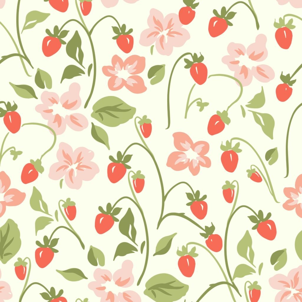 Vintage botanical fruit wallpaper
