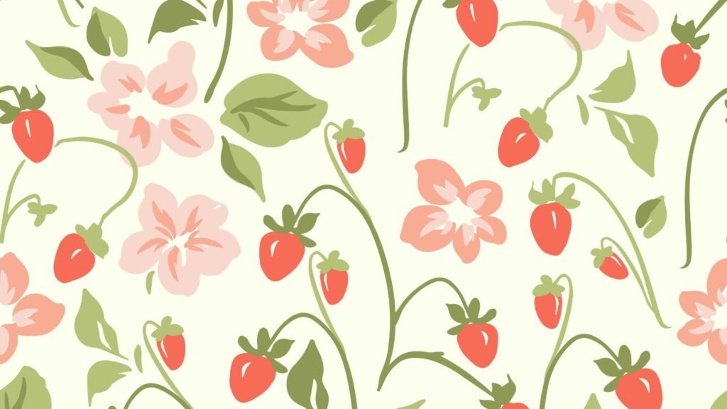 Vintage strawberry art wallpaper