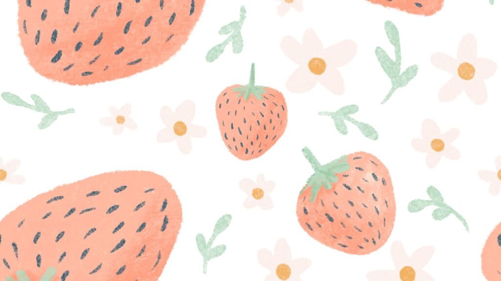 Vintage strawberry fabric pattern