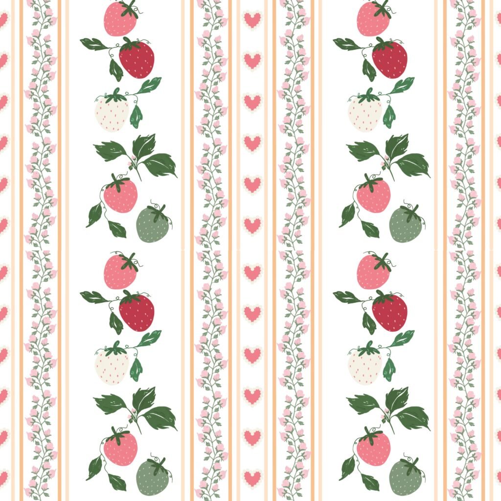 Vintage wallpaper with strawberries