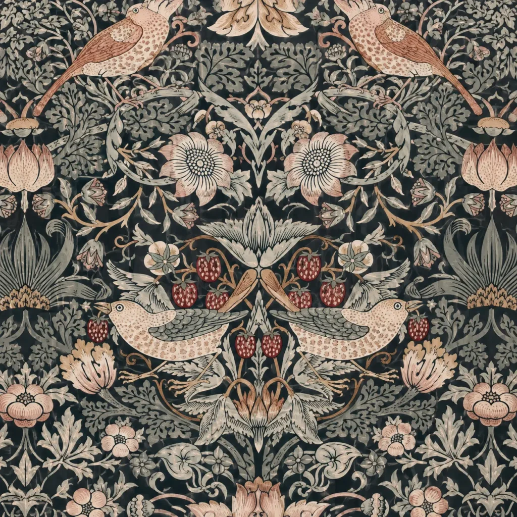 William Morris Strawberry Thief wallpaper cream