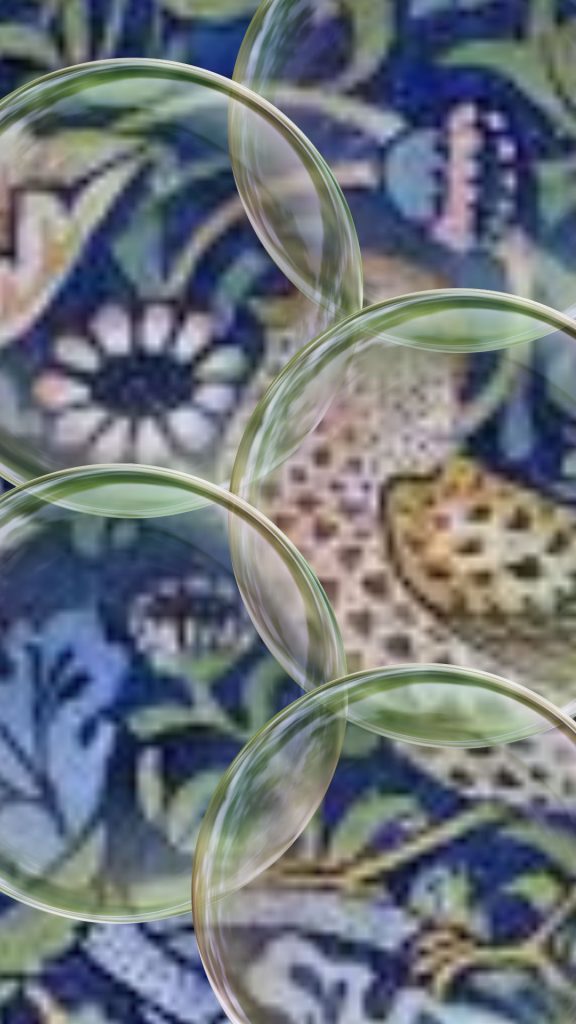 William morris themed wallpaper with a touch of bubbles William Morris Strawberry Thief Wallpapers