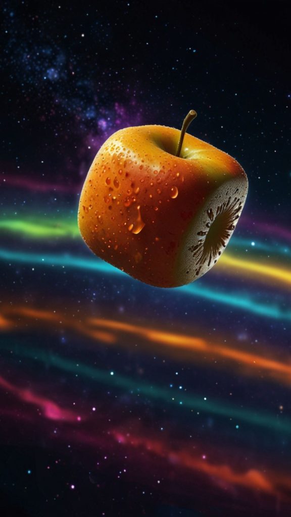 A sweet orange in square shape with colorful galaxy theme background blox fruits wallpaper