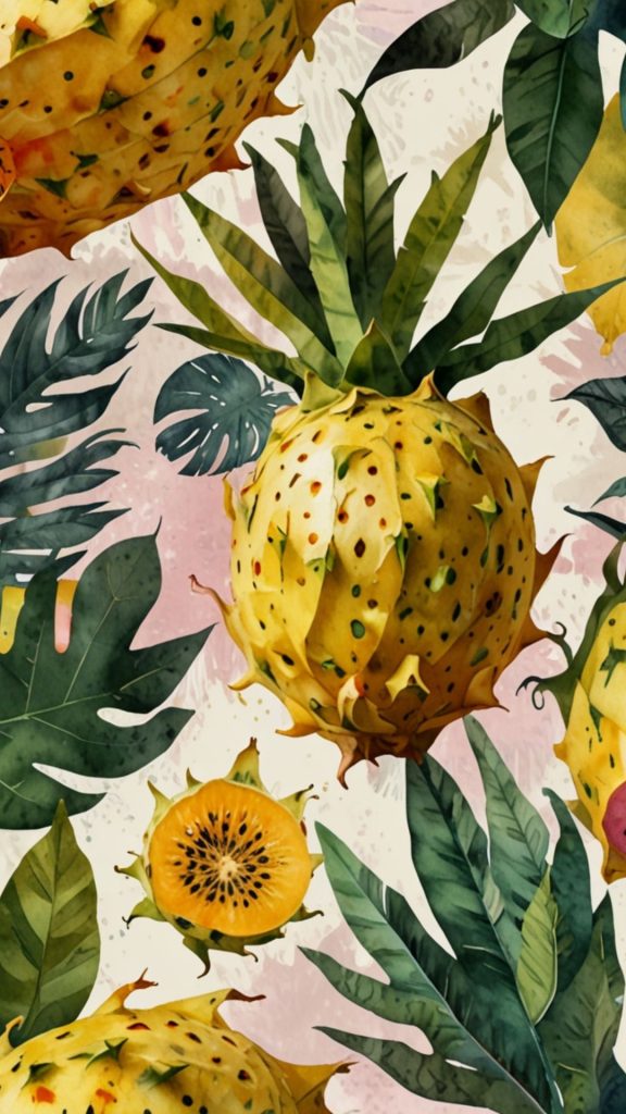 Abstract art yellow dragon fruit wallpaper