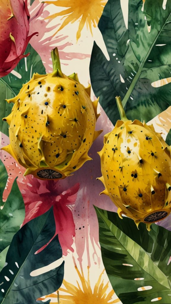 Aesthetic art yellow dragon fruit wallpaper