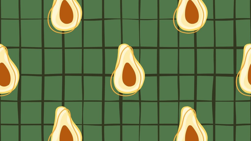 Aesthetic avocados with green check background avocado wallpaper