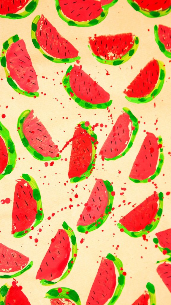 Aesthetic painted watermelons with skin colour background watermelon wallpaper