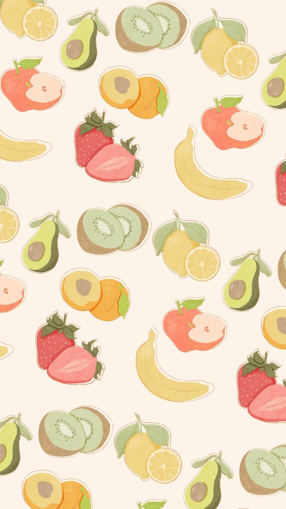 Avocado fruits with different fruits on baby peach background avocado wallpaper