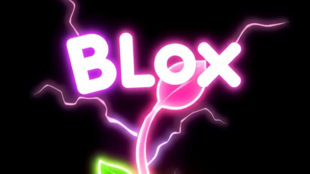 Blox with purple neon colour written with black background blox fruits wallpaper