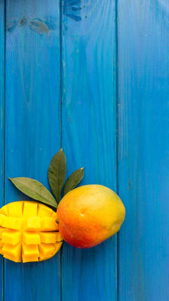Blue wooden mango wallpaper