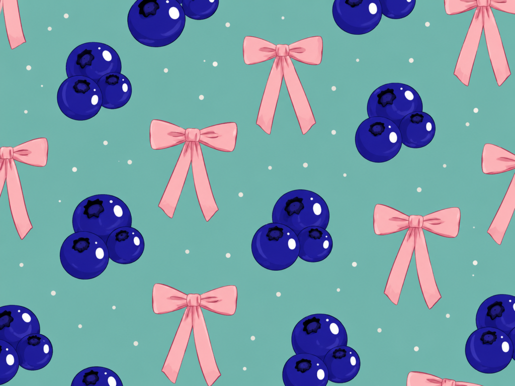 Blueberries and pink bows pattern