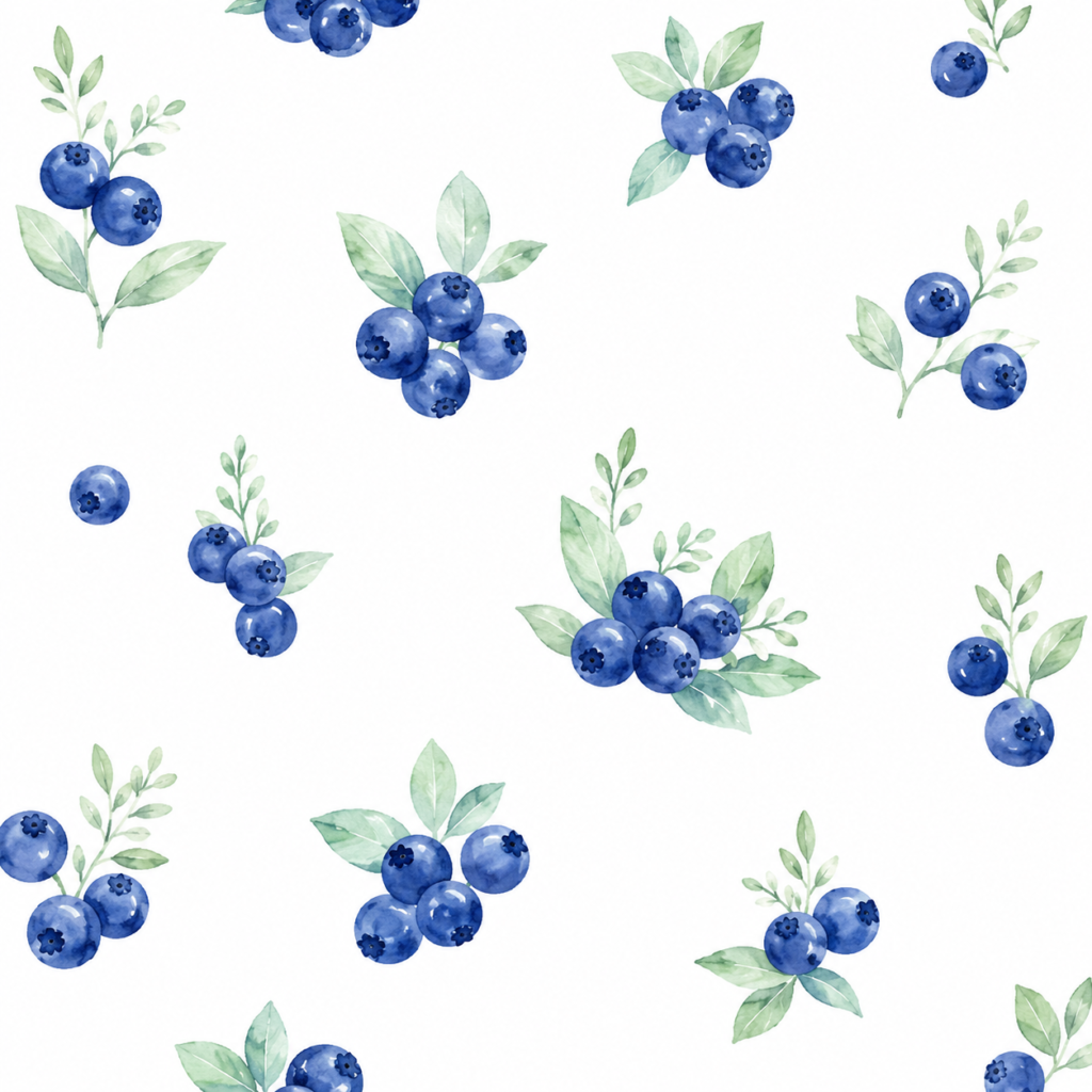 Blueberry sprigs in watercolor design