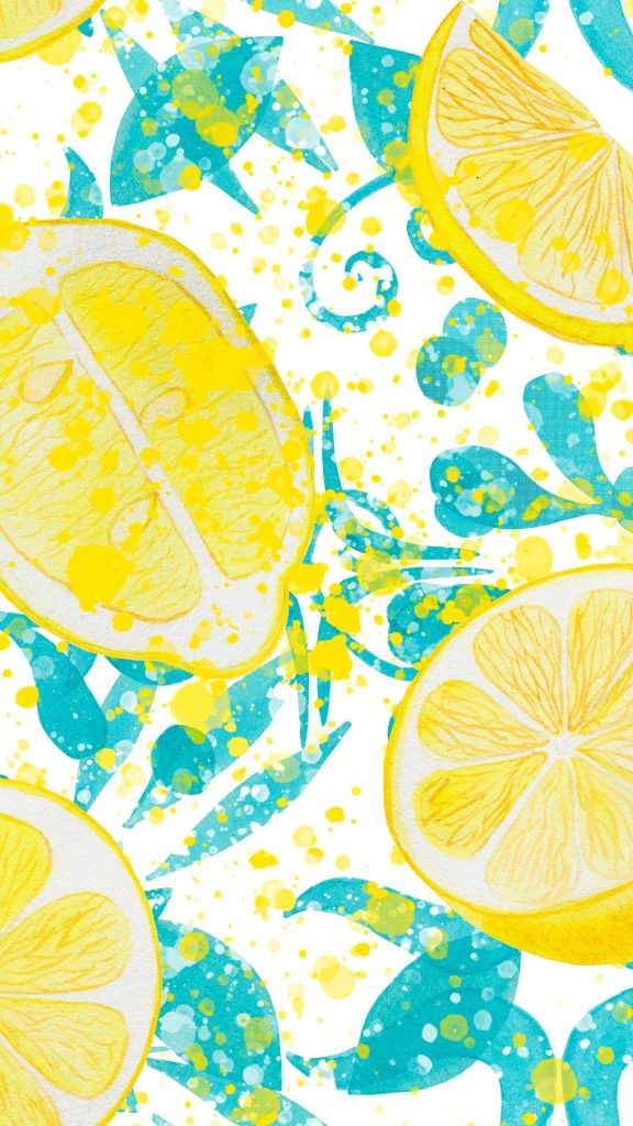 Bubble painted lemon wallpaper