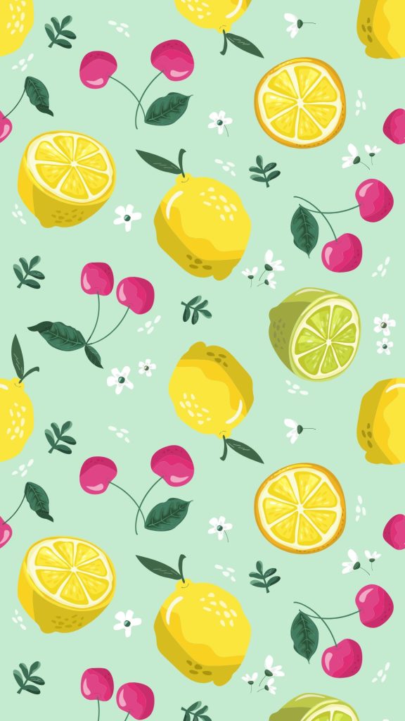 Cherry and lemon wallpaper