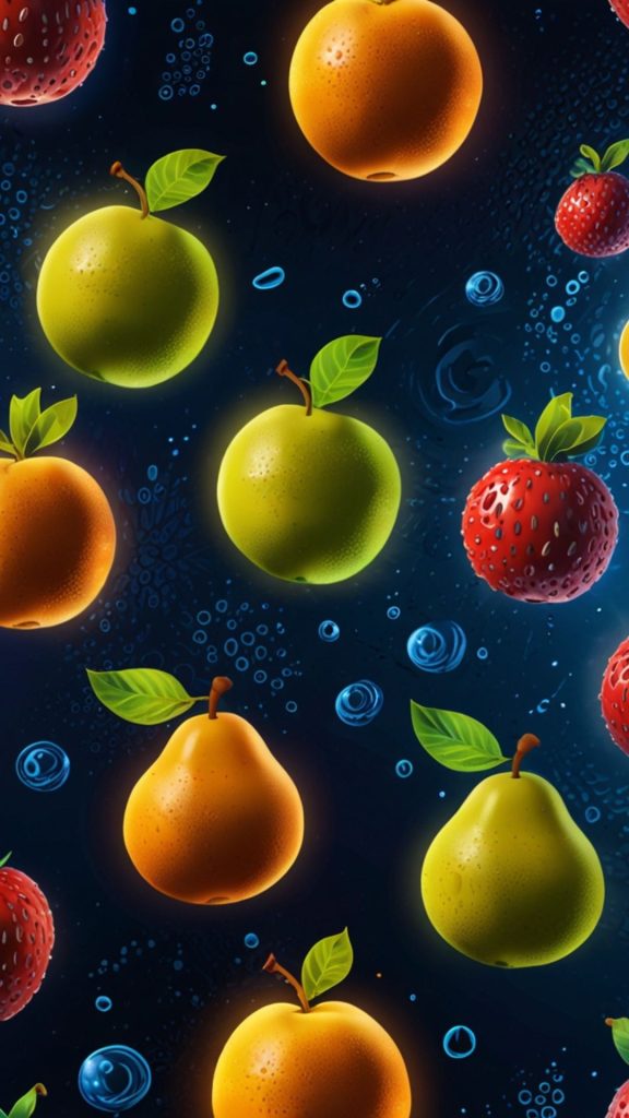 Colourful different fruits with blue galaxy background blox fruits wallpaper