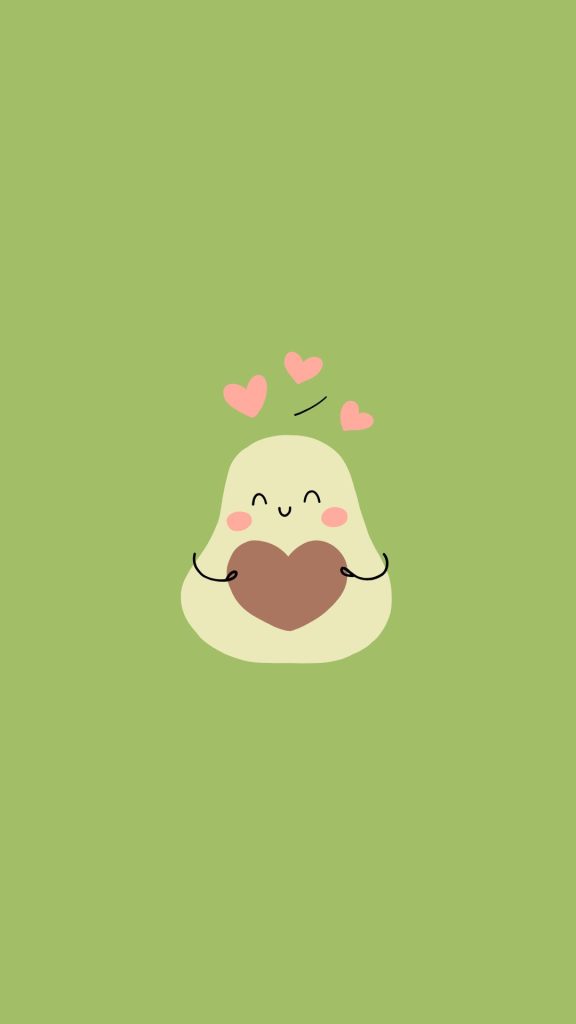 Cute avocado with hearts and light green background avocado wallpaper