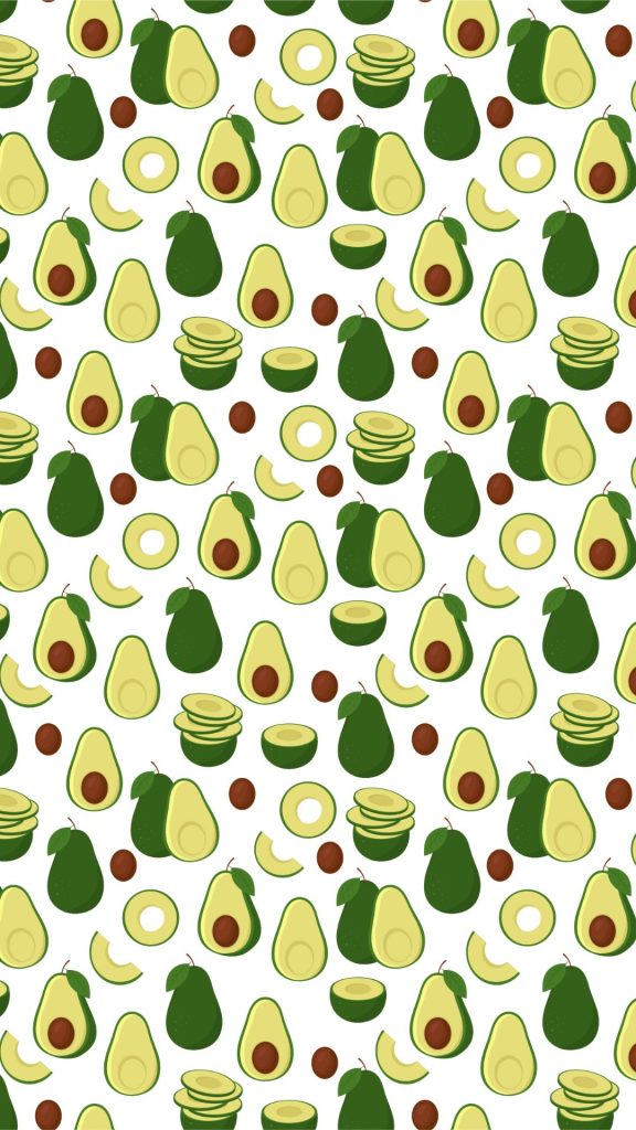 Cute avocados and avocado slices with seeds and white background avocado wallpaper