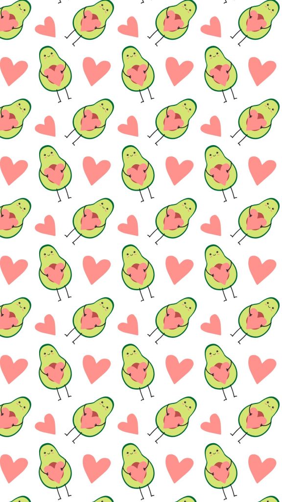 Cute avocados holding pink hearts with white background avocado wallpaper
