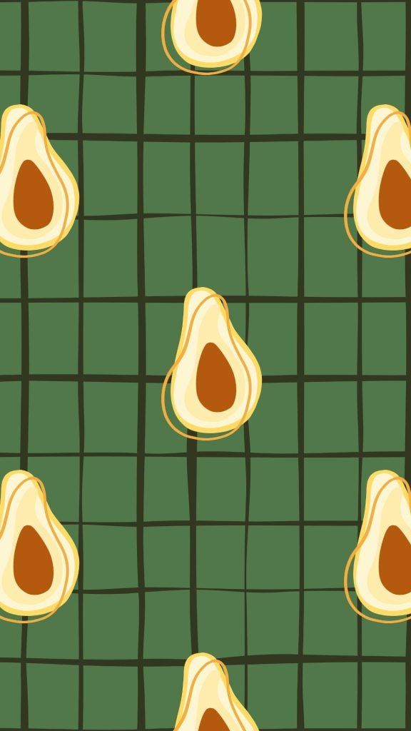 Cute avocados with green check background avocado wallpaper