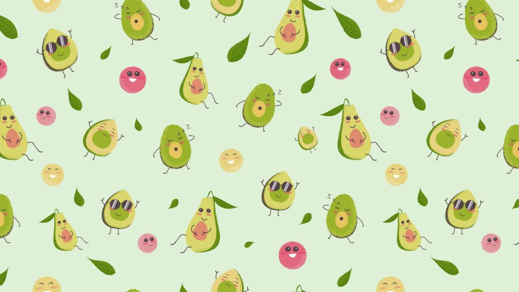 Cute avocados with light zinc green background avocado wallpaper
