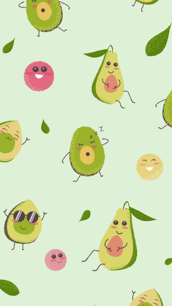 Cute avocados with light zinc green background avocado wallpaper
