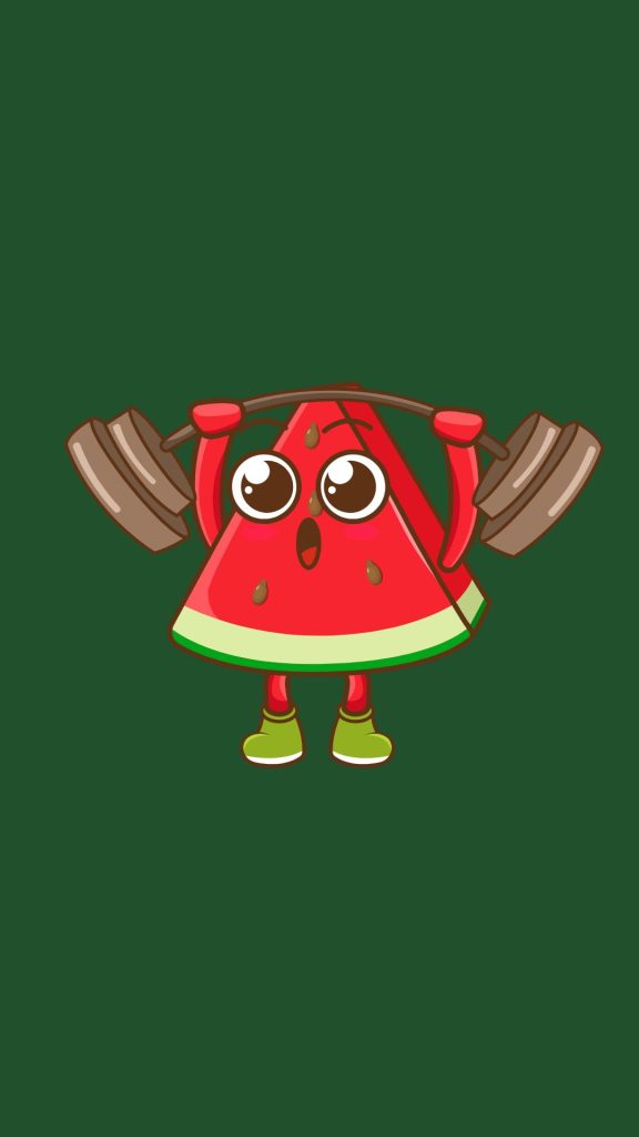 Cute mr watermelon with zinc green background watermelon wallpaper
