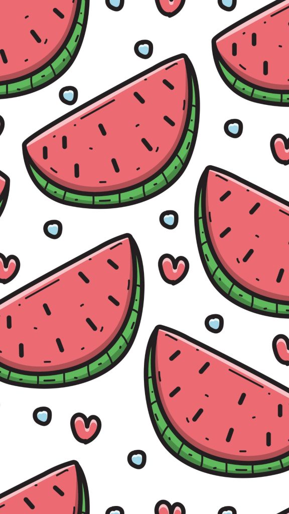 Cute pixel watermelon pieces with white background watermelon wallpaper