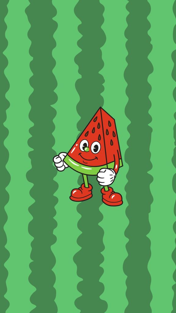Cute watermelon with green stripped background watermelon wallpaper