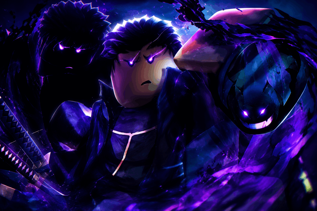 Dark fantasy heroes in purple glow