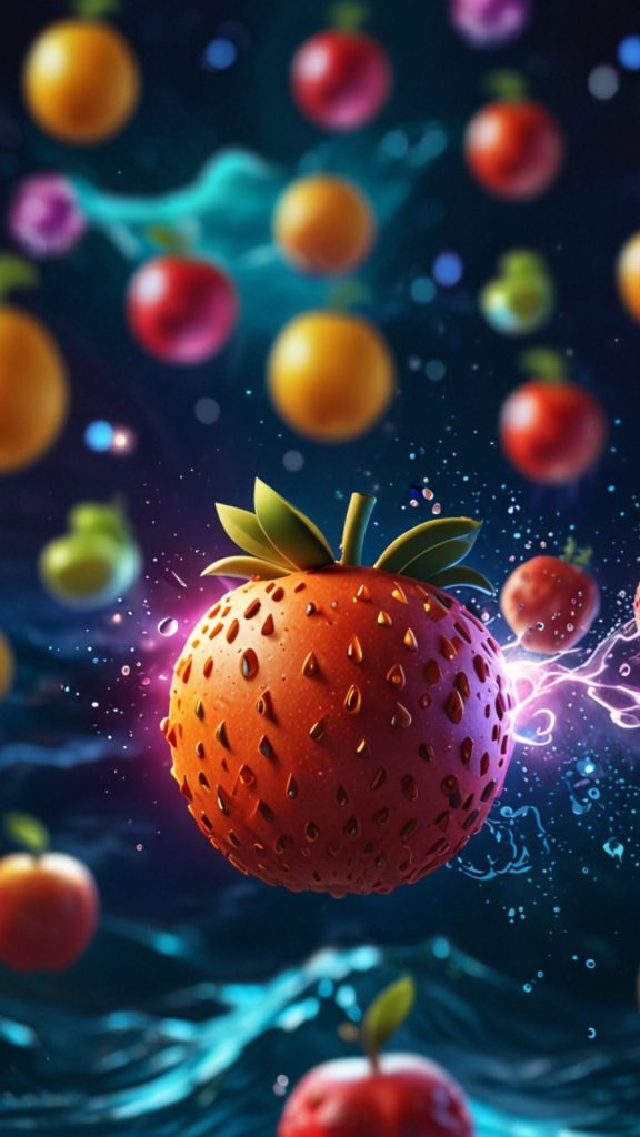 Galaxy themed background with magical fruits floating blox fruits wallpaper