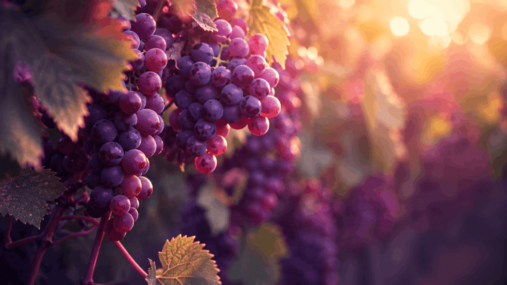 Grapes ripening on the vine