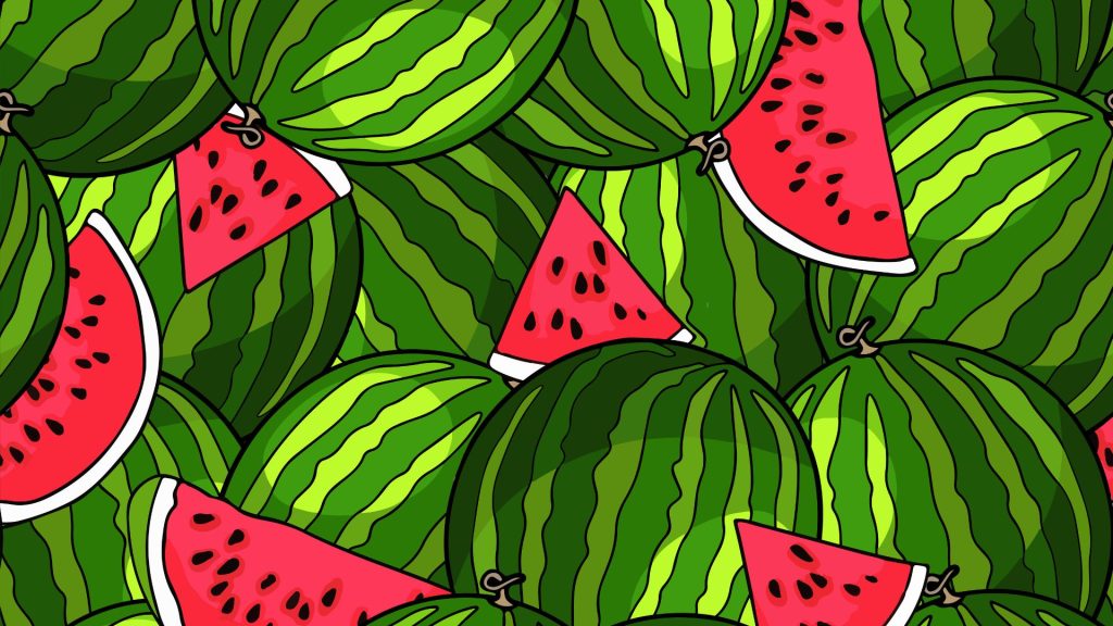 Green watermelons with watermelon pieces watermelon wallpaper