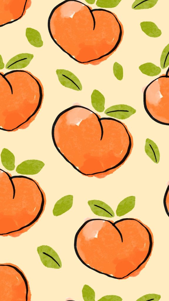 Leafy green peach wallpaper