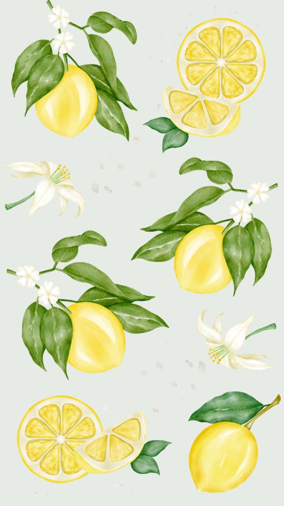 Leafy lemon wallpaper