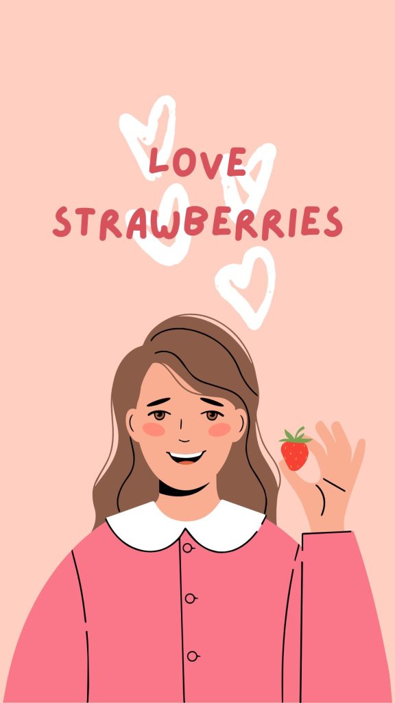 Love strawberries quote on pink background beautiful strawberry wallpapers