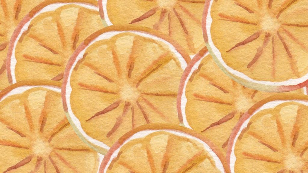 Orange shaded lemon wallpaper