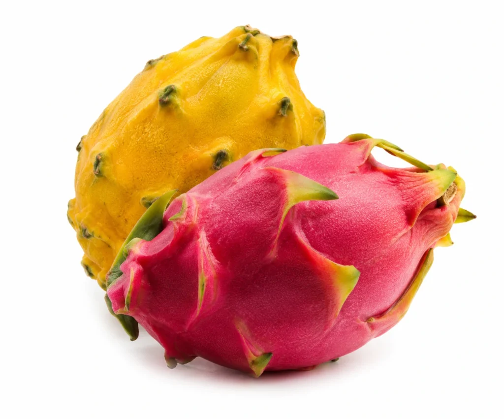 Pink and Yellow Dragon FruitsendoffileCreate a clean studio product photo of pink and yellow dragon fruits on white.