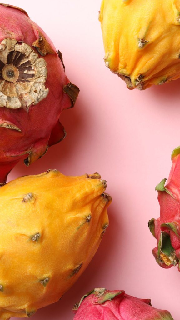Pink and yellow dragon fruit wallpaper