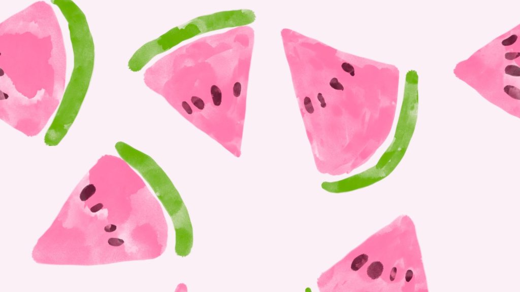 Pink painted watermelons with white background watermelon wallpaper