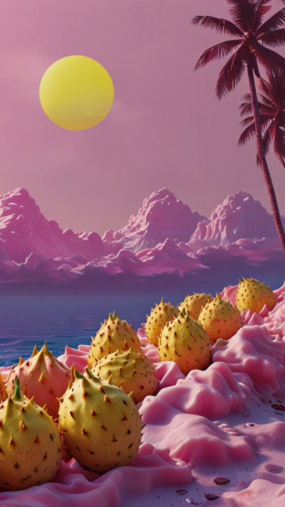 Pink themed yellow dragon fruit wallpaper