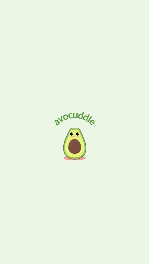 Sweet avocado with avocuddle written on it with light green background avocado wallpaper