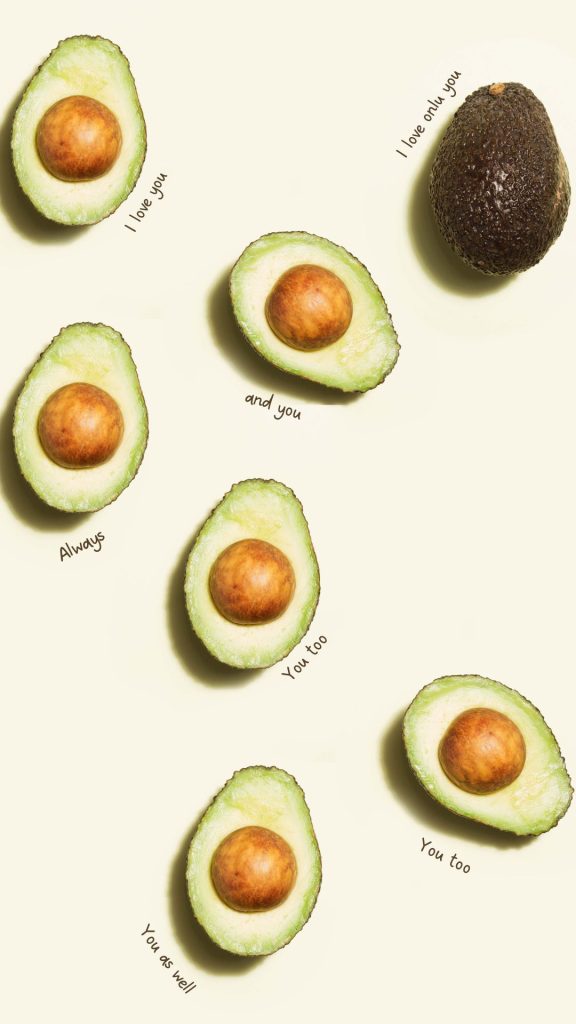 Sweet avocados with quotes and skin background avocado wallpaper