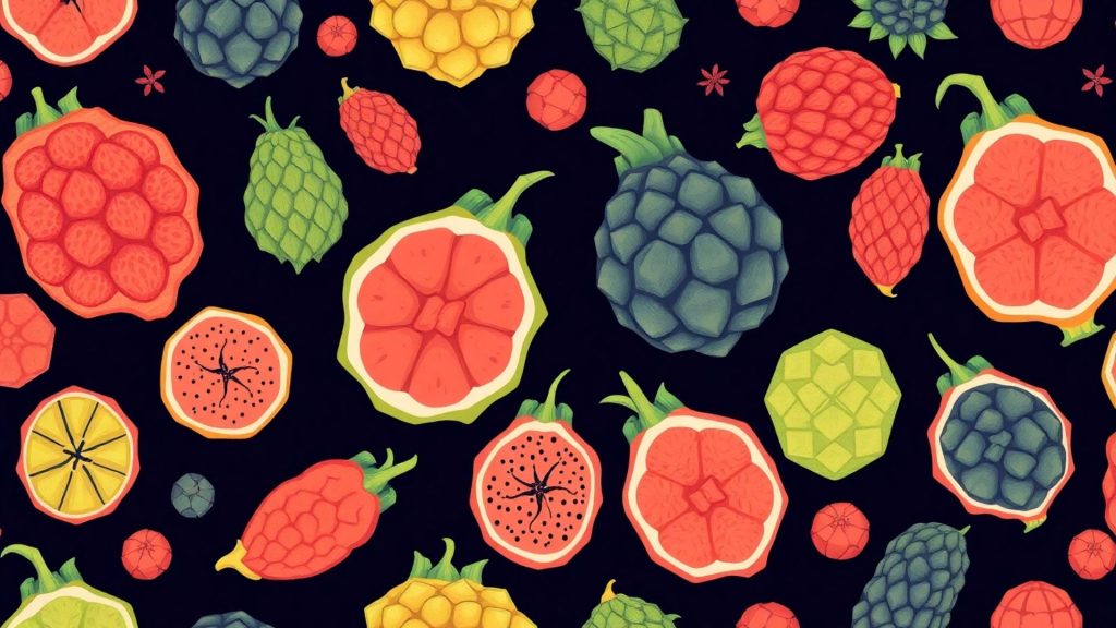 Sweet different fruits with navy blue background blox fruits wallpaper