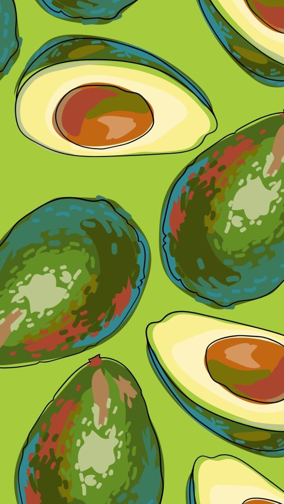 Sweet painted avocados with parrot colour background avocado wallpaper
