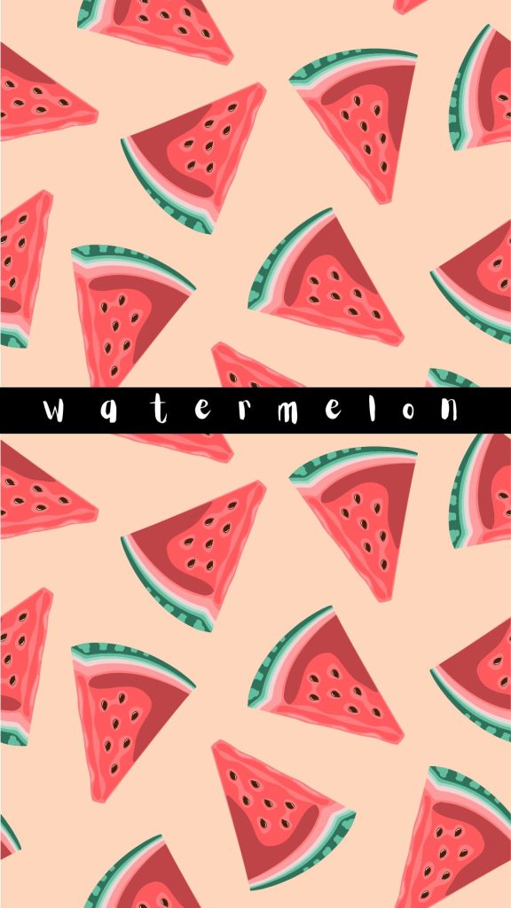 Sweet watermelon pieces on peach background watermelon wallpaper