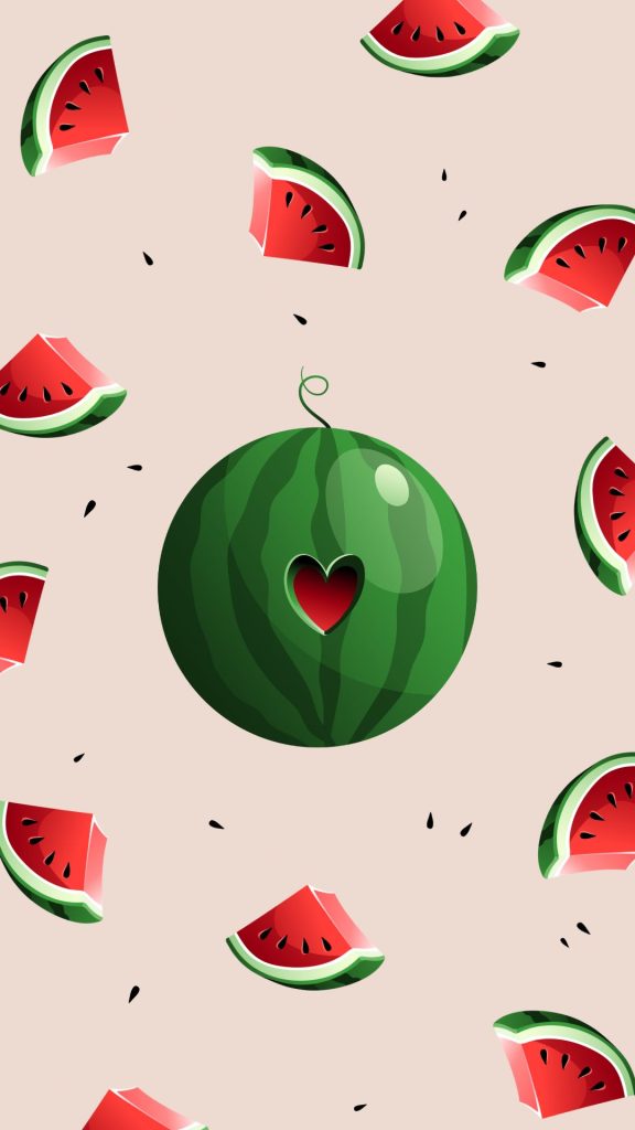 Sweet watermelon with a little heart and pink background watermelon wallpaper