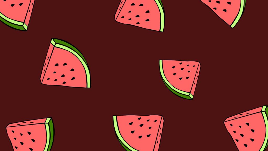 Watermelon pieces with brown background watermelon wallpaper