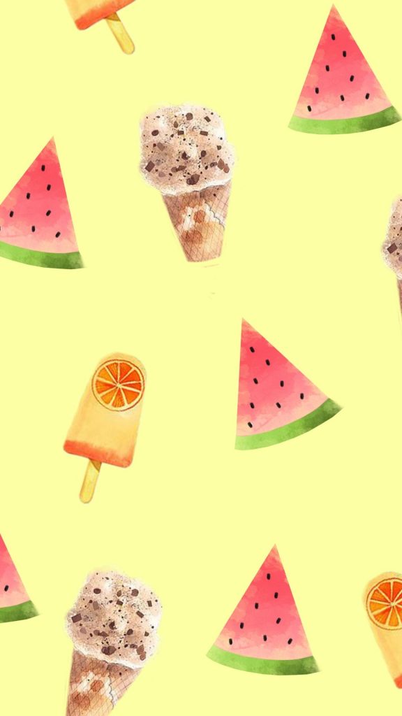 Watermelon pieces with ice creams and yellow background watermelon wallpaper