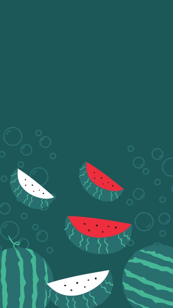 Watermelons with bubbles and zinc green background watermelon wallpaper