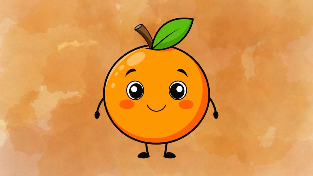 Cartoonic aesthetic cute orange fruit wallpaper